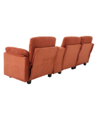 L-Shape Corduroy Sofa- 4-Seater, USB, Storage, Console & Ottoman