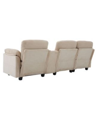  L-Shape Corduroy Sofa- 4-Seater, USB, Storage, Console & Ottoman