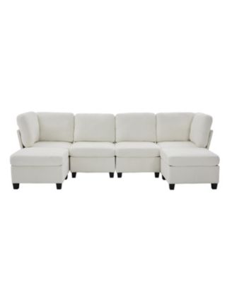  Modular Sectional Sofa- Convertible 6-Seat Couch with Chaise & Ottoman