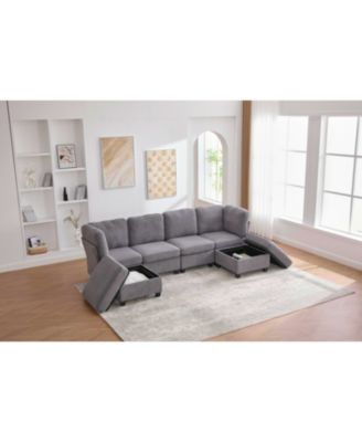 Modular Sectional Sofa- Convertible 6-Seat Couch with Chaise & Ottoman