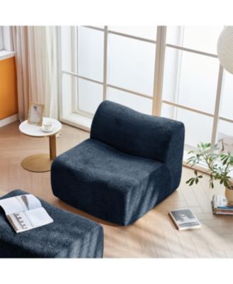 Single Foam Sofa Chair with Footrest & Pillow
