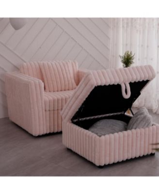 44.9" Pink Modular Sofa & Ottoman Set - Comfy & Stylish