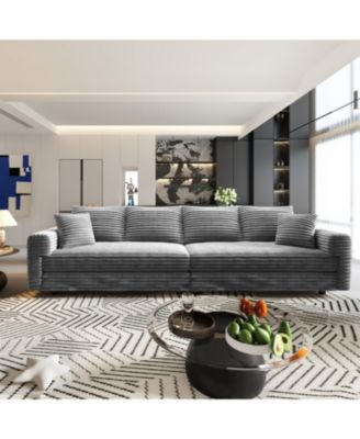 Streamdale Corduroy 4-Seat Sofa, Modern Comfy Cloud Couch with Soft Pillows, Grey