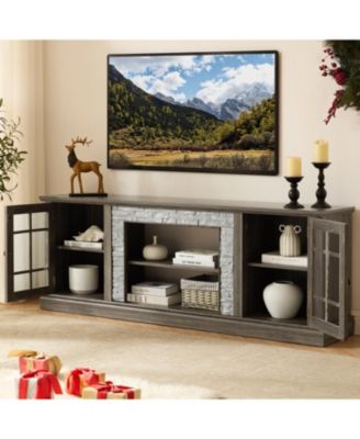 70" Modern Grey TV Stand with 2-Door Storage