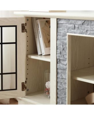 58" Modern White TV Stand with 2-Door Storage