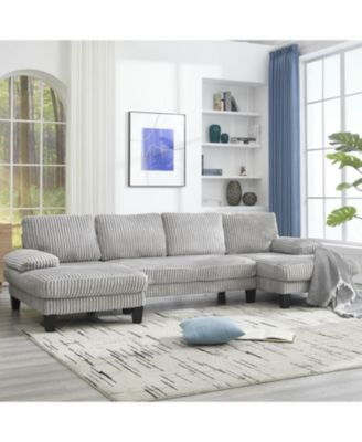 U-Shaped Sofa with Double Chaise, Oversized 4-Seat Couch