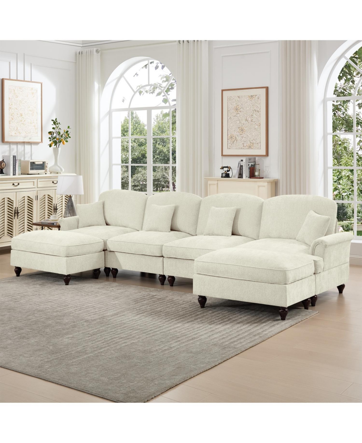 Streamdale Furniture Streamdale Classic U-Shape Sectional Sofa with Ottomans