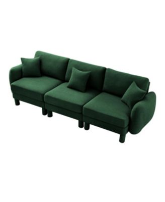 Green Boucle 3-Seater Sofa with Shell Armrests