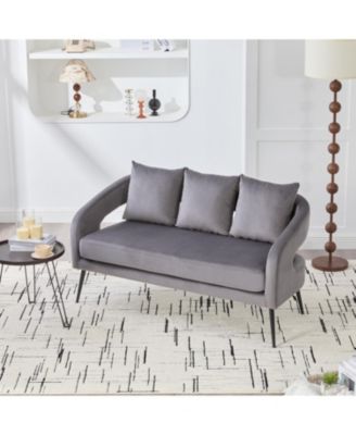 Velvet Loveseat Settee with Pillows - Small Sofa for Small Spaces