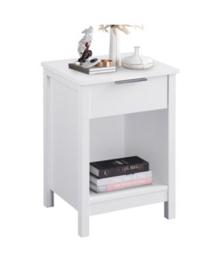 Streamdale Nightstand with Drawer & Shelf, Modern Bedside Table - Retro White