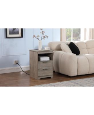  Nightstand with Charging, 2 Drawers & Shelf