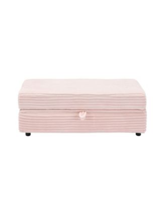 Corduroy Armchair + Storage Stool Set w/ USB - Pink