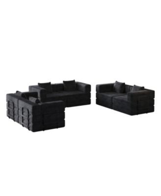 Corduroy Folding Sofa Bed with Storage & Cushions