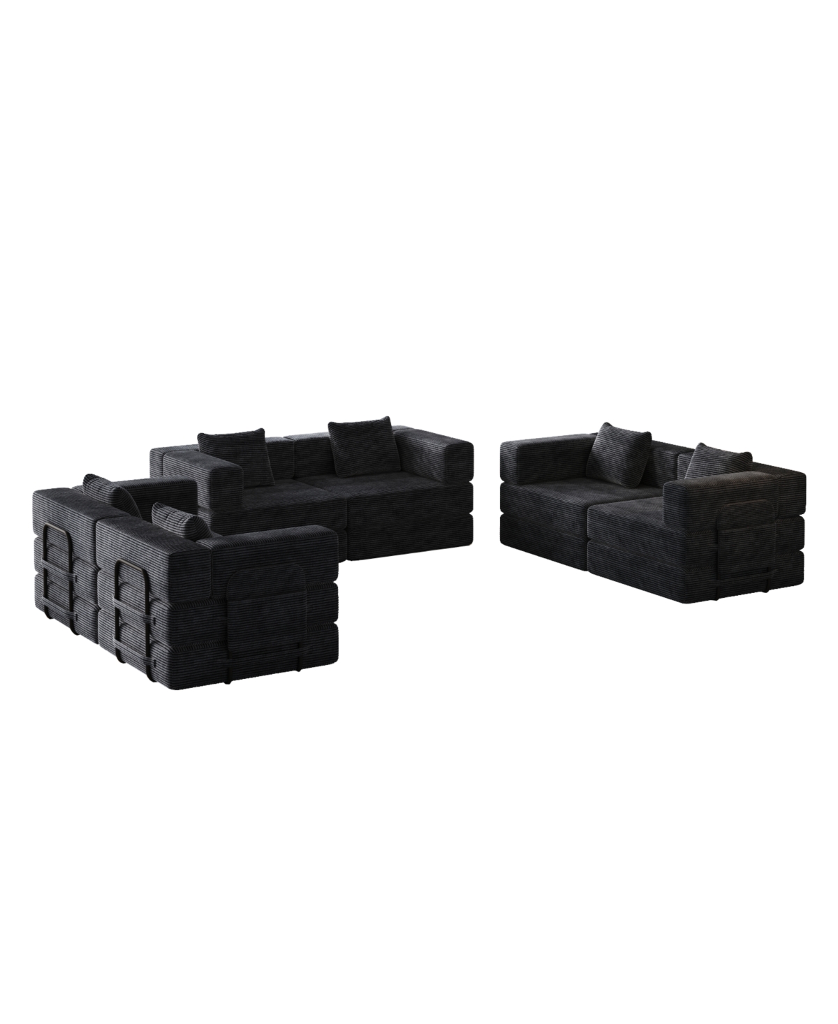 Streamdale Furniture Corduroy Folding Sofa Bed with Storage & Cushions