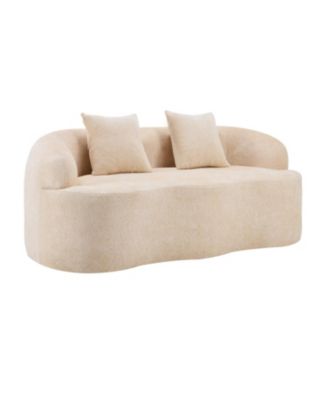 Curved Loveseat Sofa, Small Space Couch with 2 Pillows