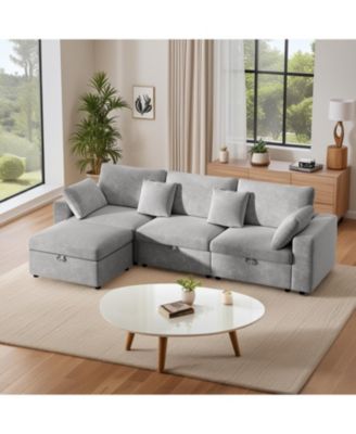 + Oversized Sectional with Ottoman + Velvet + Removable Pillows + Sofa
