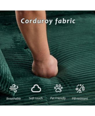 Modern Memory Foam Corduroy Sectional Sofa - Green