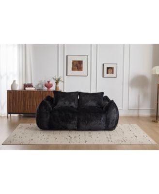 Giant Black Bean Bag Couch - Fluffy Loveseat Sofa