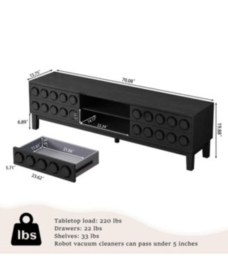 Mid-Century Media Console - 4 Drawers, Cable Management, TV Stand up to 75"