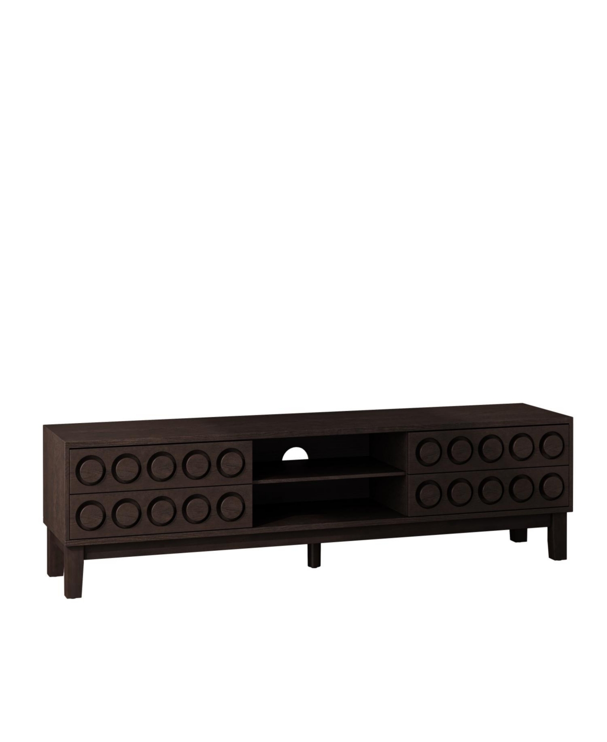Streamdale Furniture Mid-Century Media Console - 75" Tv Stand, 4 Drawers, Cable Management (Dark Brown)