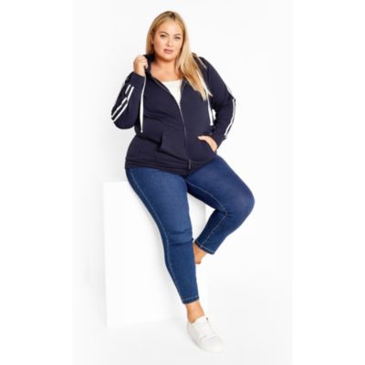 Women's Plus Size Side Stripe Zip Hoodie