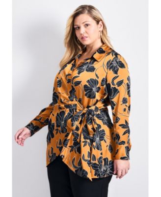 Women's Plus Size Goldi Satin Wrap Blouse