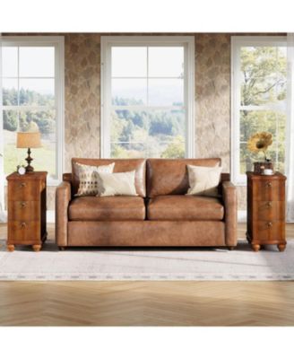 Wood Fully Assembled End Table Set of 2, 3-Drawers Narrow Slim Side Table, No Assembly Required, Nightstand