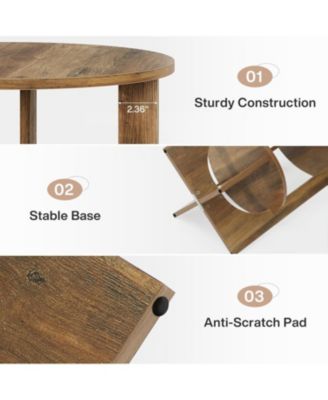 Round End Table with Storage, 2-Tier Tall Side Table for Living Room, Bedroom & Small Spaces