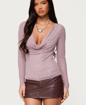 Women's Marena Rhinestone Cowl Neck Top
