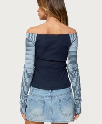 Women's Rion Contrast Striped Off Shoulder Top