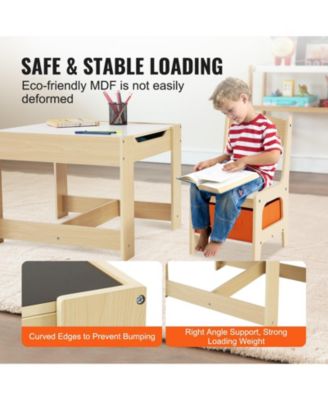 Kids Table and Chair Set Wooden Activity Table with Storage Boxes for Art and Craft