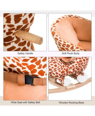 Baby Rocking Horse, Plush Animal Rocker w/ Realistic Sound, Pedals