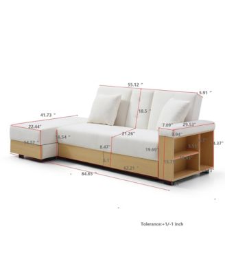 Convertible Sleeper Sofa Couch,Multifunctional Double Folding Sofa Bed,Storage Ottoman and Sofa arm with  box and drawer,Beige