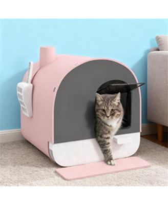 Pink Cat Litter Box with Lid Scoop and Filter A Delicate Design for a Fresher Home