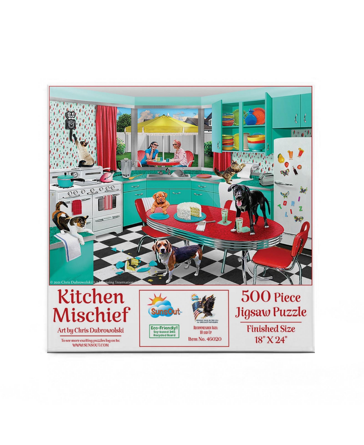 SunsOut Kitchen Mischief 500 piece Jigsaw Puzzle for Adults