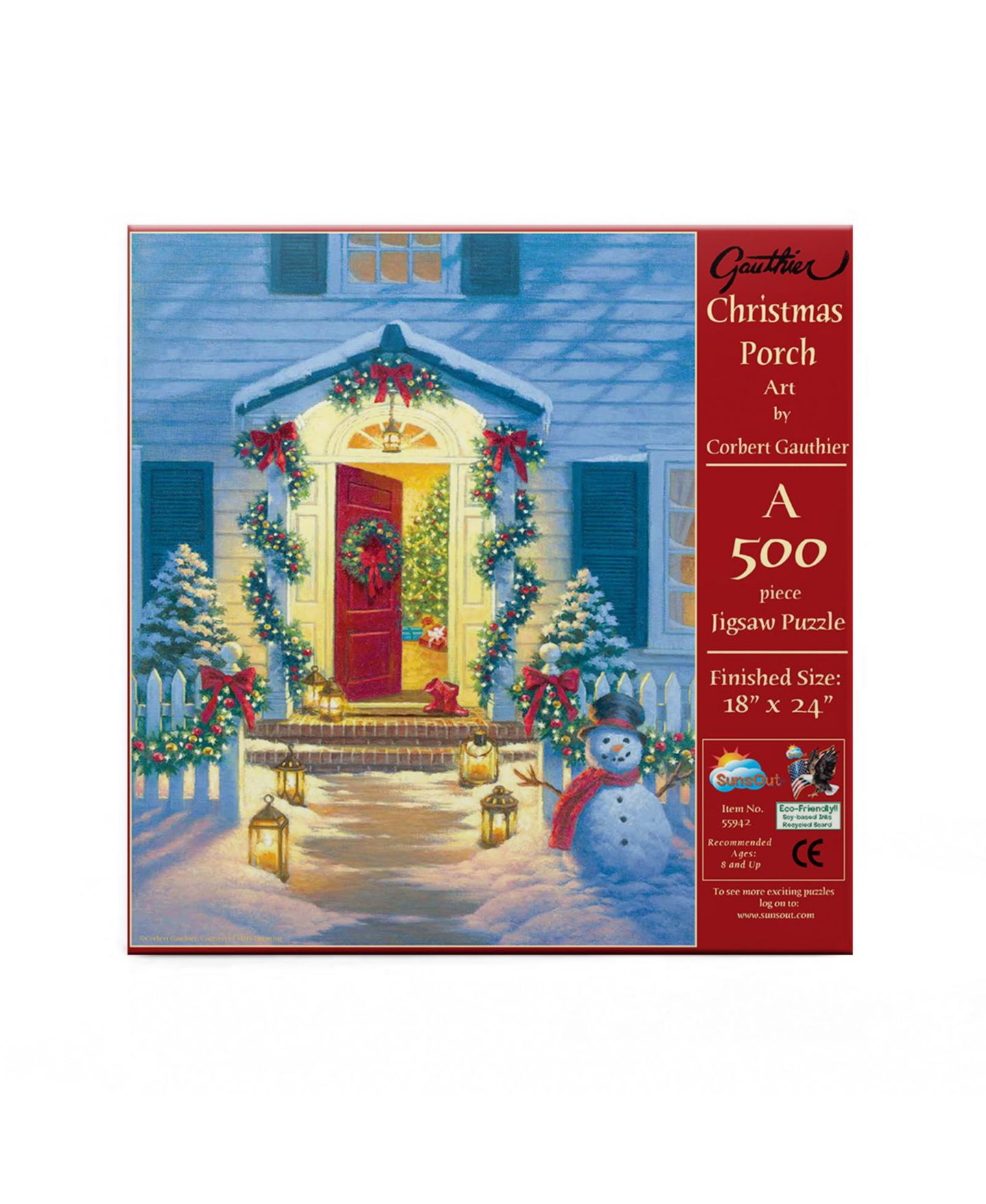 Детский пазл SunsOut Christmas Porch 500 Piece Jigsaw Puzzle, от 15 лет — фото 2