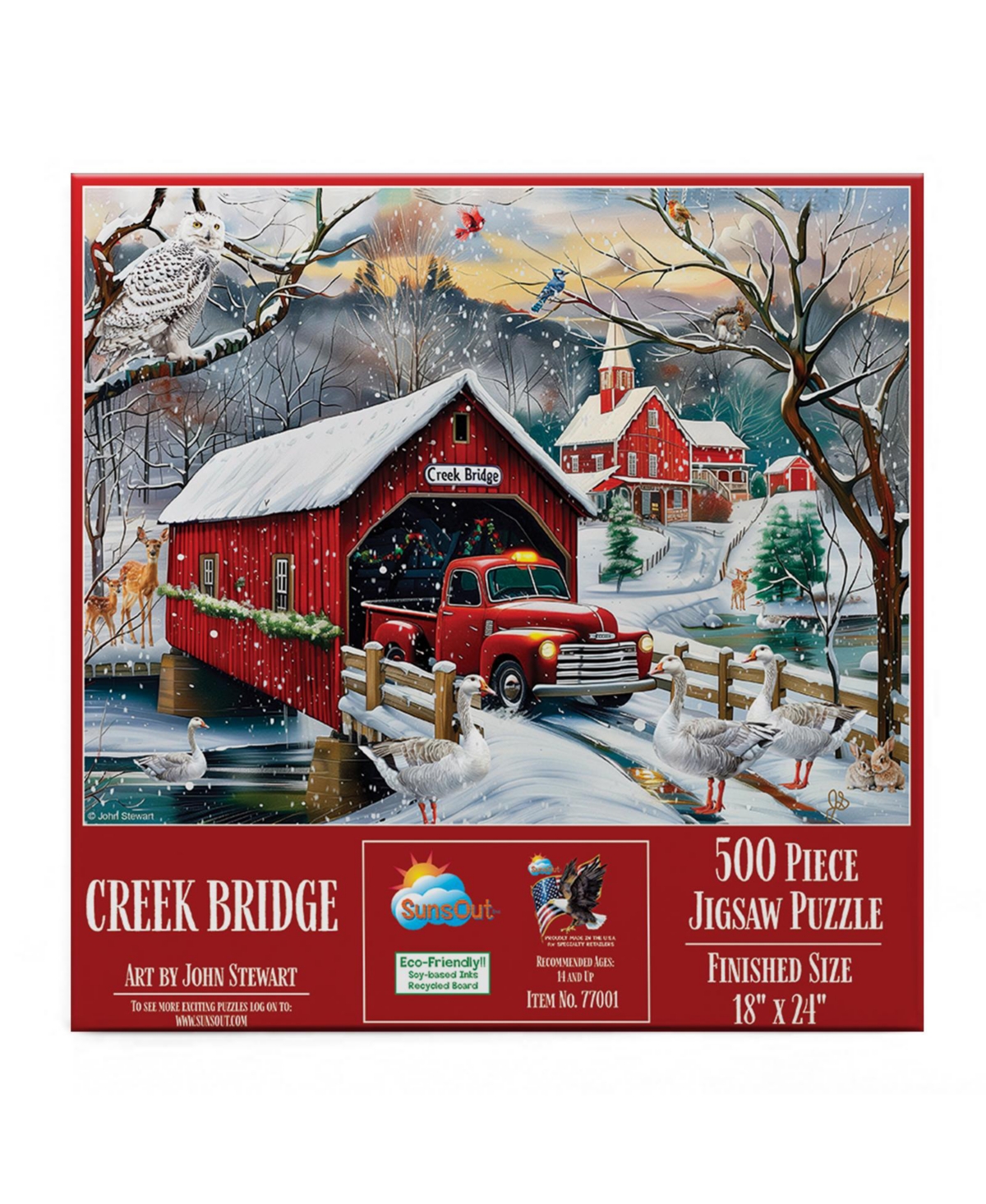 SunsOut Creek Bridge 500 piece Jigsaw Puzzle for Adults Christmas