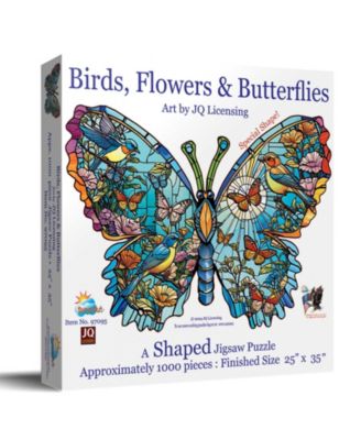 Birds, Flowers and Butterflies 1000 piece Jigsaw Puzzle for Adults Special Shape