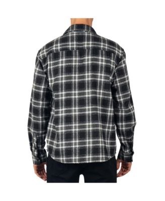 Men's Men Plaid Flannel Shirt Jacket Button Down Long Sleeve Cotton Blend Shirts