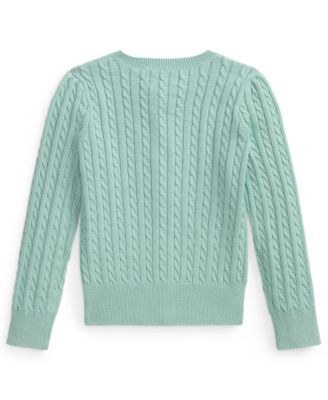 Girls' 2T-6X Mini-Cable Front-Button Cardigan
