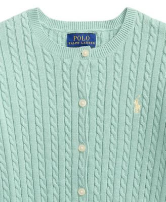 Girls' 7-16 Mini-Cable Button Front Cardigan