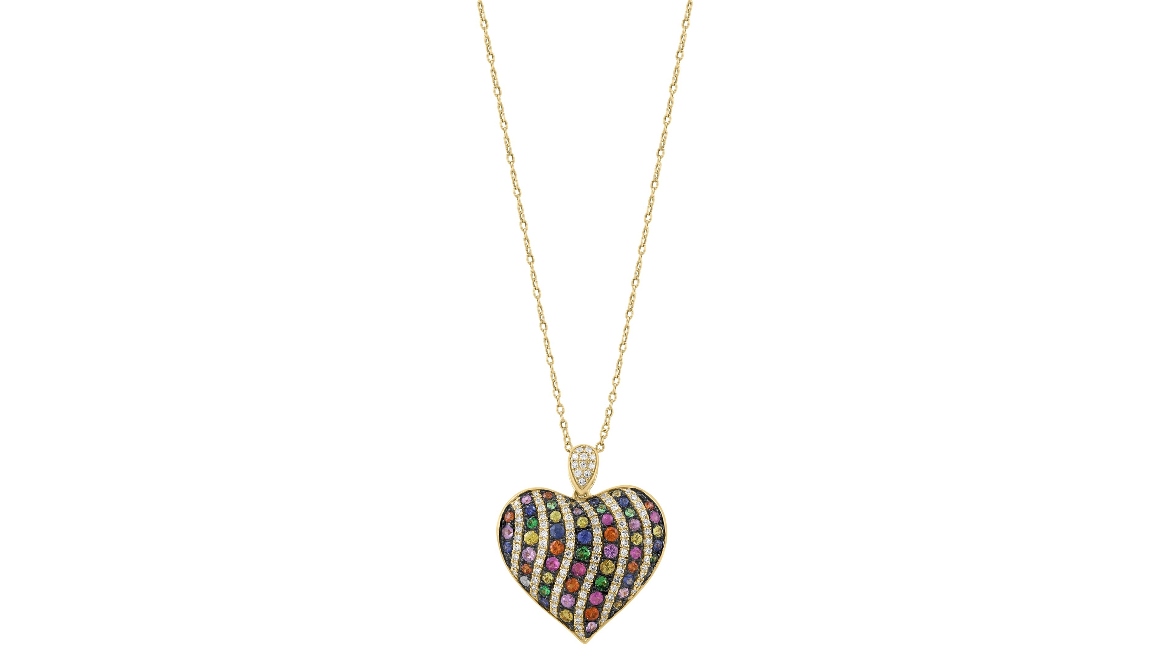 Effy Collection Multi-Sapphires (1-1/20 ct. t.w.), Green Garnet(1/6 ct. t.w.) & Diamond (1/3 ct. t.w.) Pendant Necklace in 14k Yellow Gold