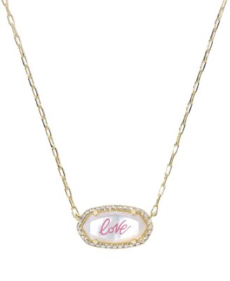 Opalescent Resin Elisa Pave Frame Short Pendant Necklace (Also Available in Imitation Pearl)