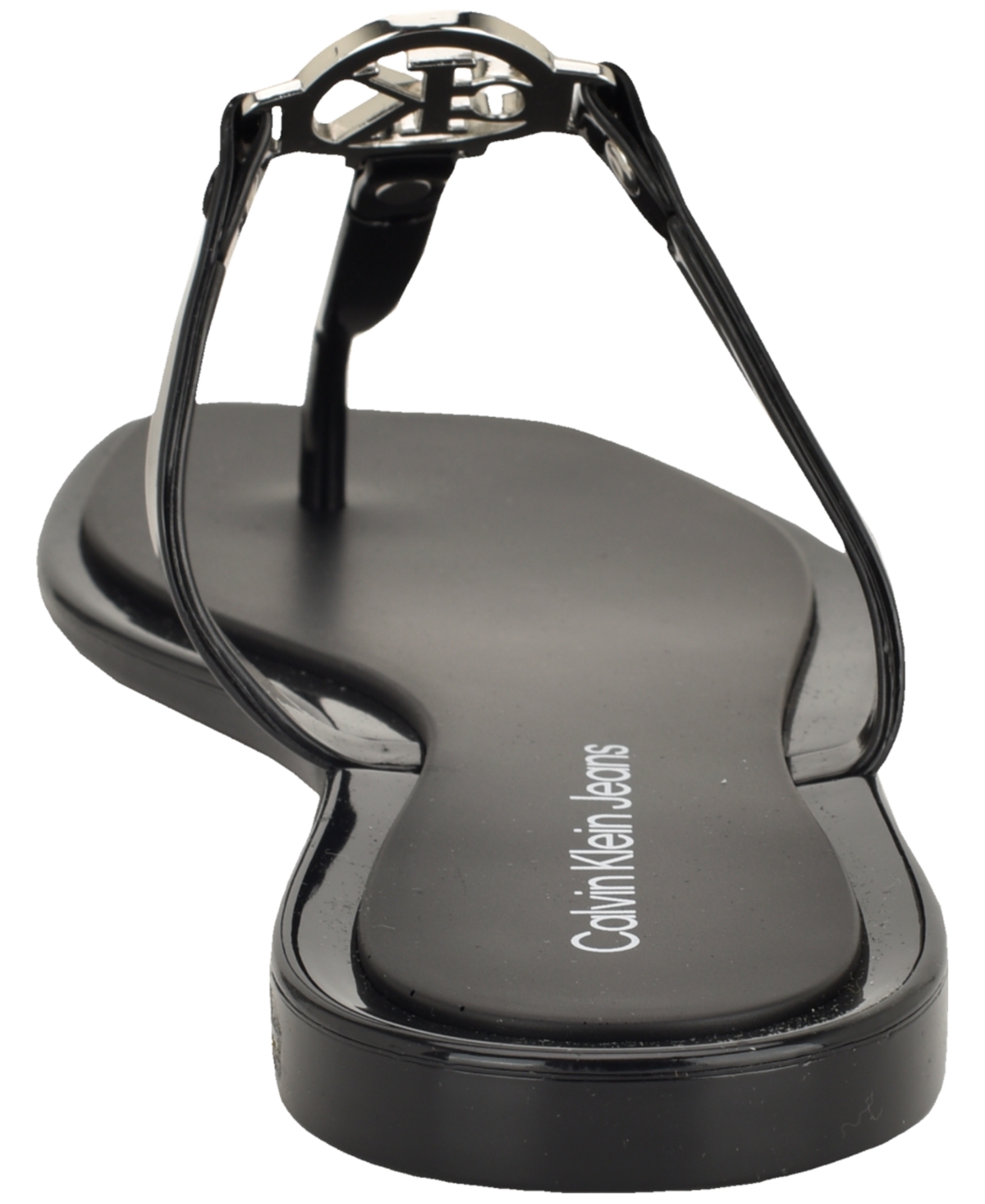 Calvin Klein Women's Ellye Logo T-Strap Flat Slip-On Sandals