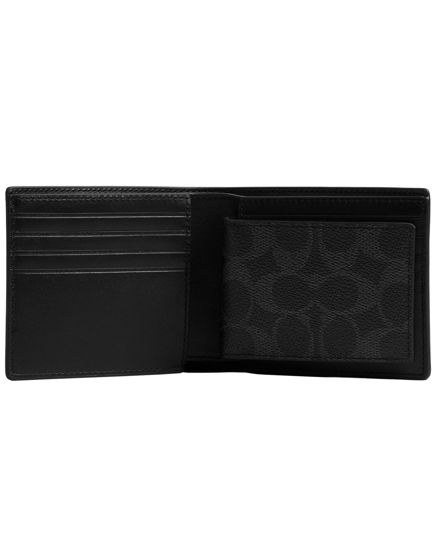 Мужской кошелёк Coach 3-In-1 Signature Wallet, цвет: Чёрный — фото 3