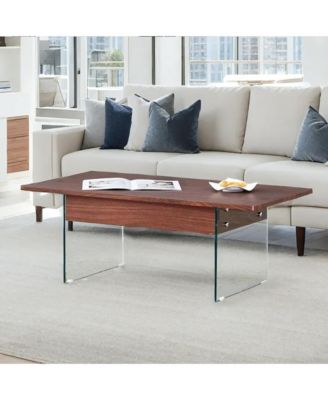 Multifunctional Lift Top Coffee Table with Dark Wood Grain Sticker