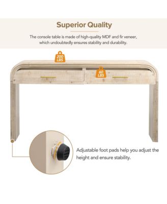 Retro Cabinet Silhouette Console Table with Open Style, Two Top Drawers