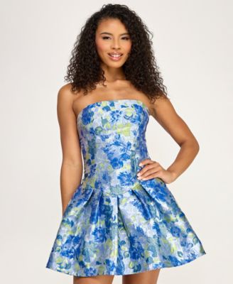 Juniors' Strapless Brocade Dress
