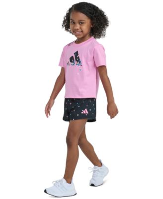 Girls' 2T-6 Short-Sleeve T-Shirt and Printed Woven Shorts, 2-Piece Set