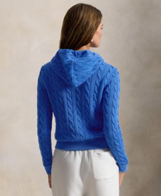 Women's Cable-Knit Cotton Full-Zip Hoodie Sweater